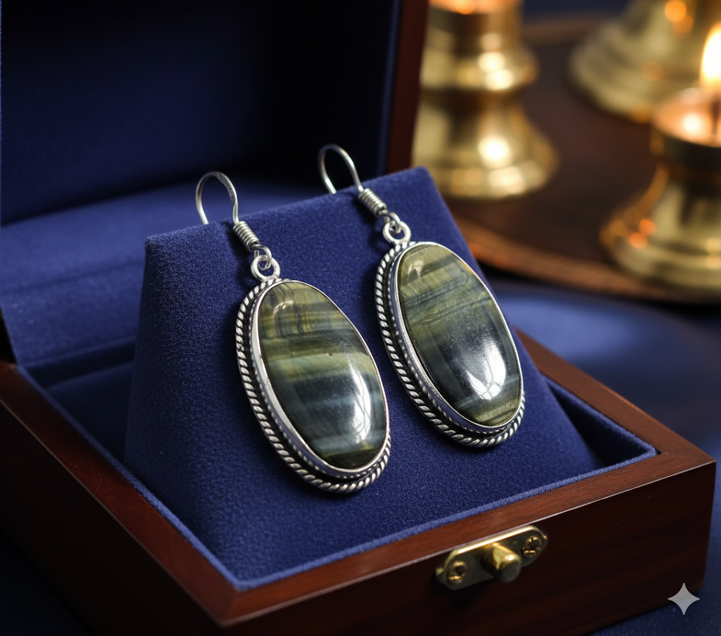 Tiger Eye Earrings | Natural Gemstone Healing Jewelry