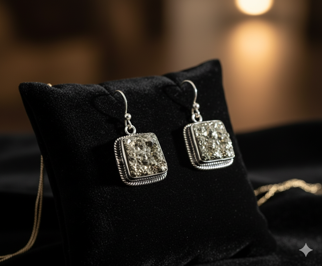 Natural Pyrite Earrings | Handmade Crystal Healing Jewelry