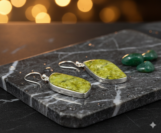 Handmade Natural Green Opal Earrings | Crystal Jewelry for Healing
