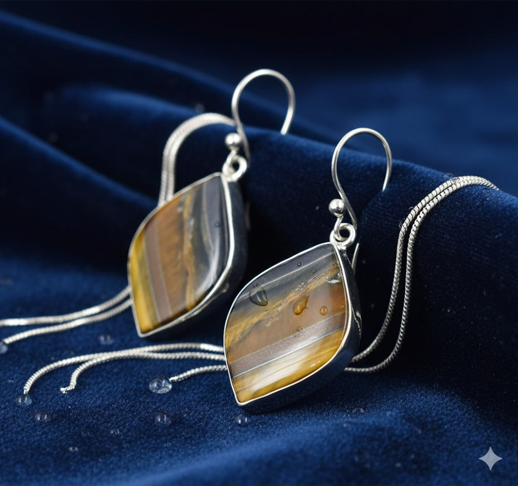 Natural Tiger Eye Earrings | Beautiful Tiger Eye Earrings