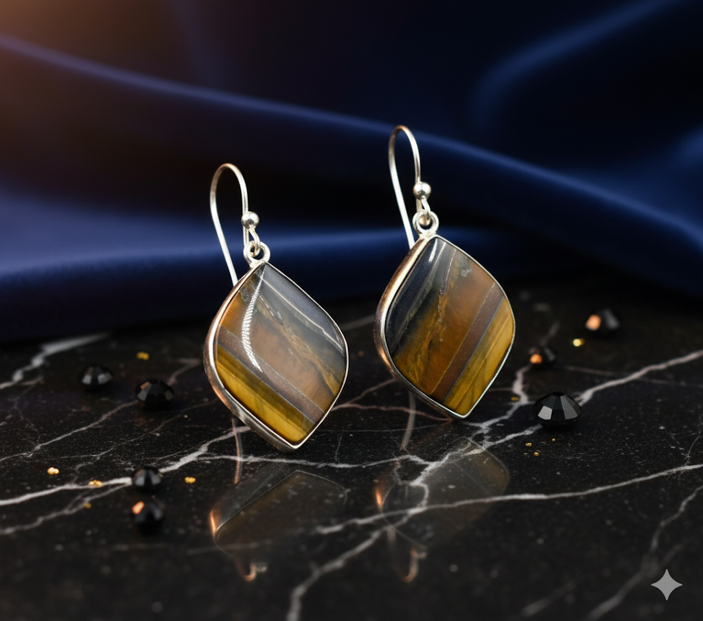Natural Tiger Eye Earrings | Beautiful Tiger Eye Earrings