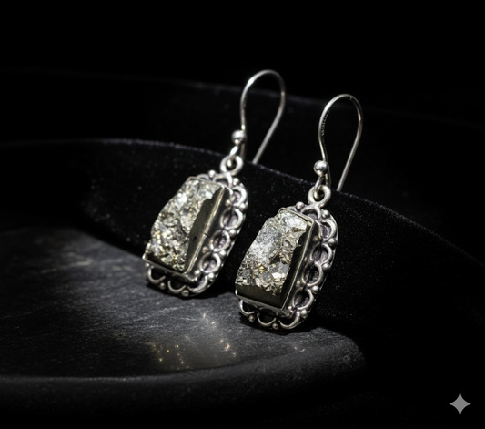 Golden Pyrite Stone Earrings | Protection & Energy Jewelry