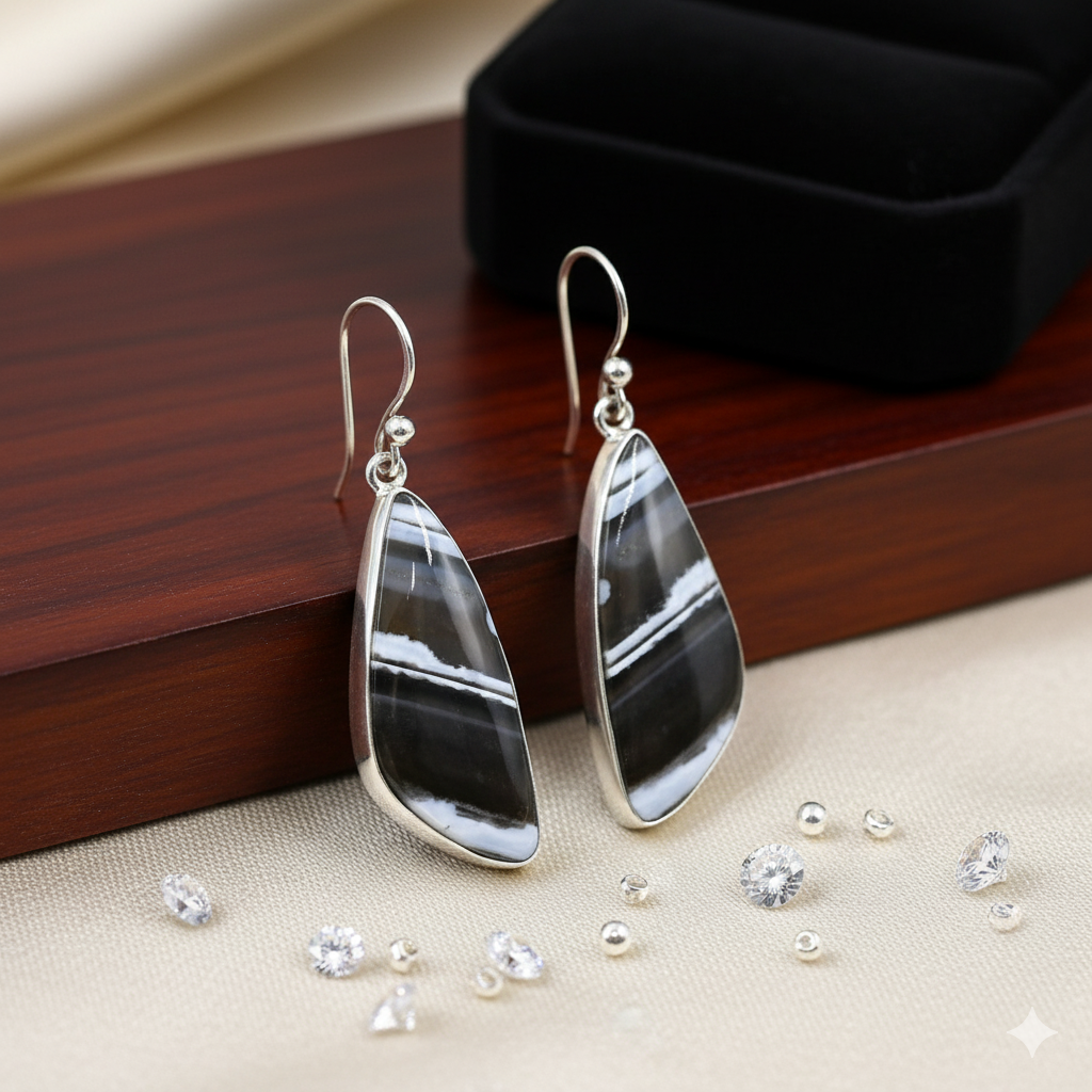 Buy Black Sulemani Hakik Earrings | Spiritual Protection Jewelry"