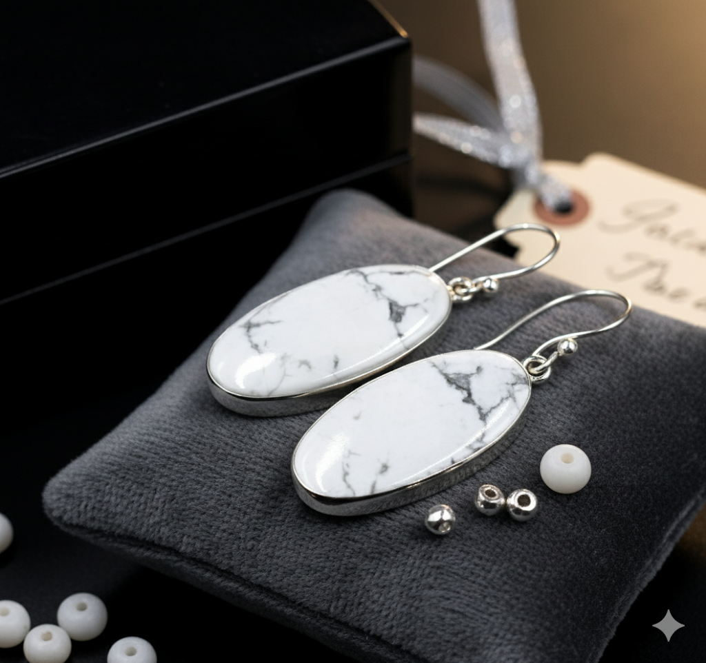 Natural Howlite Earrings for Calmness & Style | Crystal Healing Jewelry