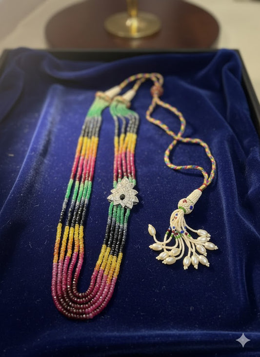 Multi Sapphire Faceted Beads Necklace | Natural Gemstone Jewelry