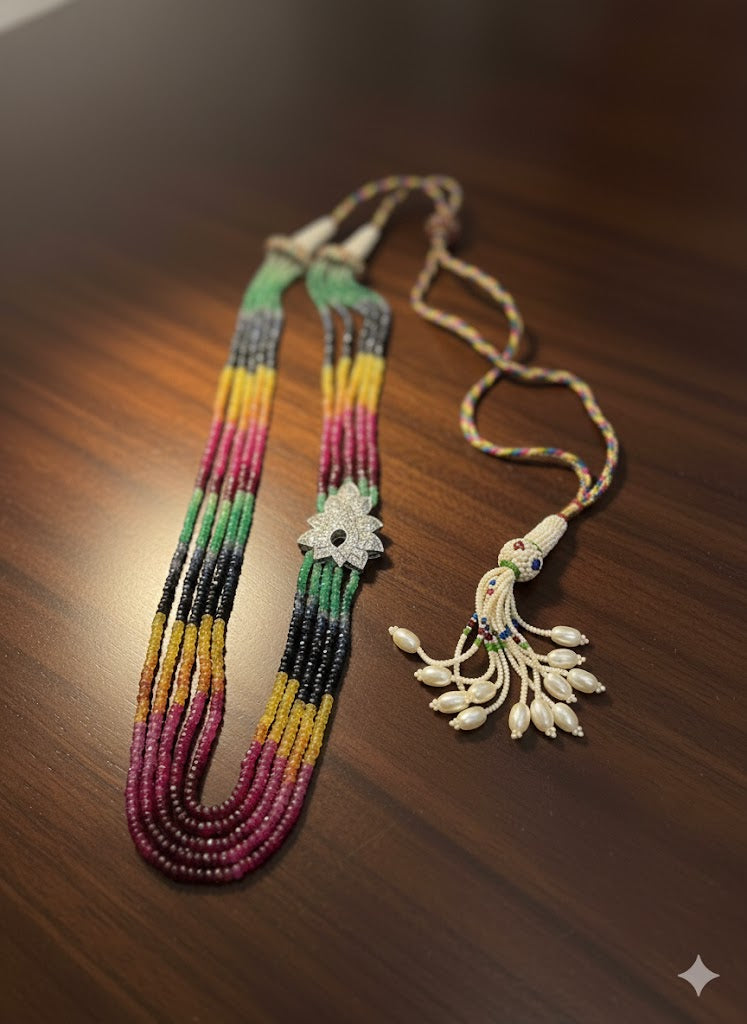 Multi Sapphire Faceted Beads Necklace | Natural Gemstone Jewelry