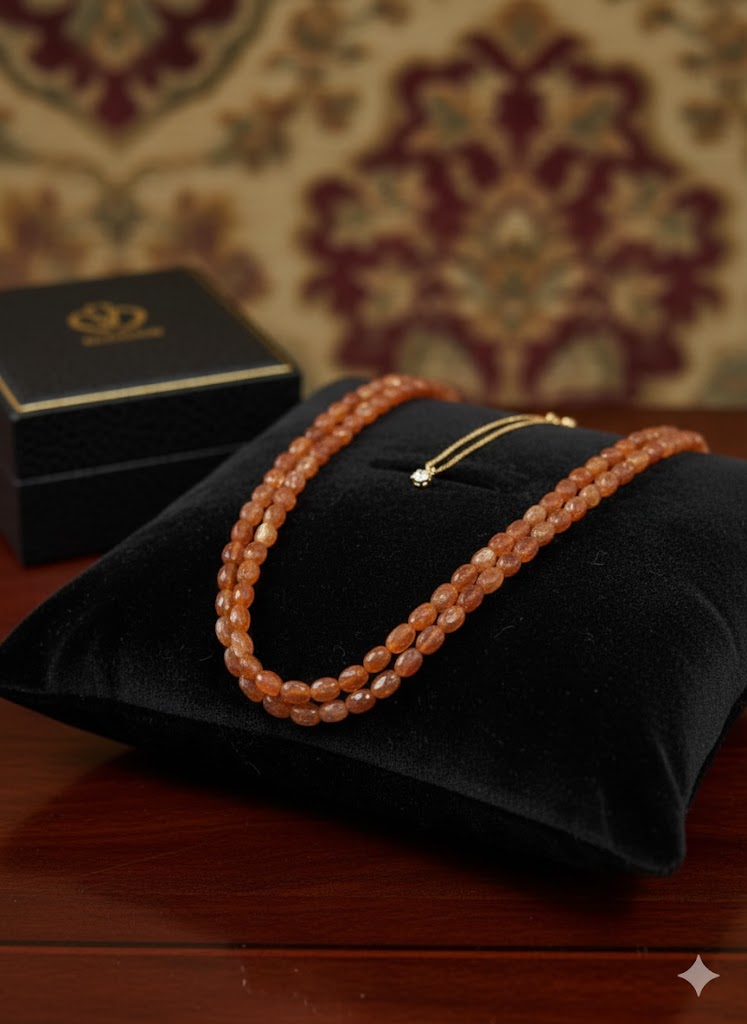 Sunstone Oval Mani Shape Necklace – Elegant Natural Gemstone Jewelry