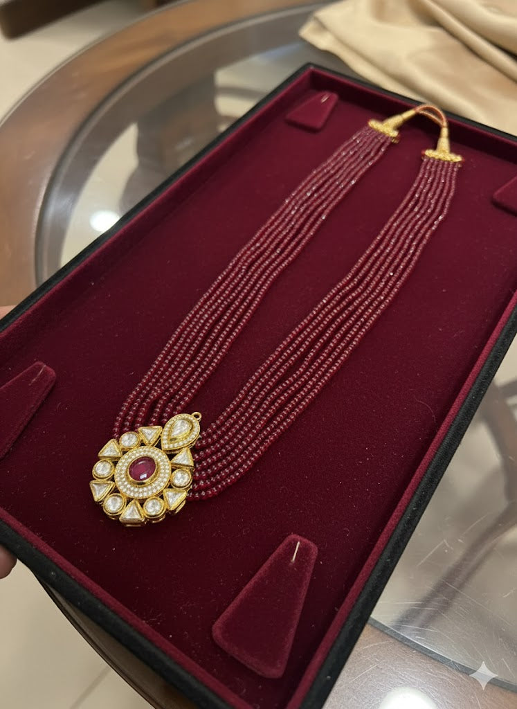 Ruby Plain Beads 7 Line Necklace – Elegant Gemstone Jewelry Online