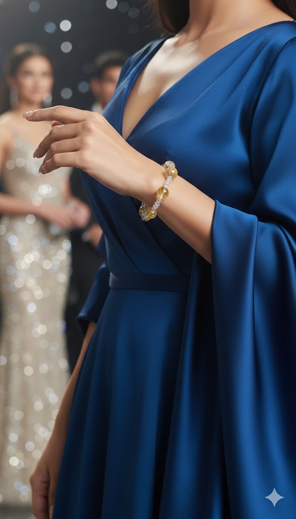 Natural Citrine And Herkimer diamond Bracelet