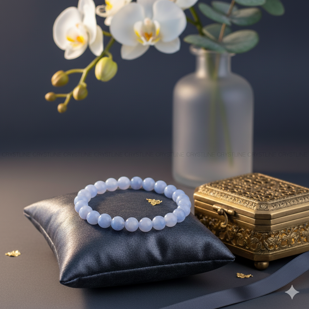 Blue Lace Agate Adjustable Bracelet 8 mm  Size