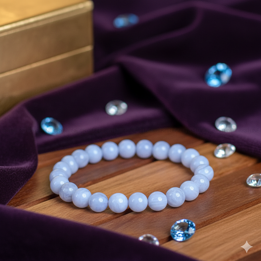 Blue Lace Agate Adjustable Bracelet 8 mm  Size
