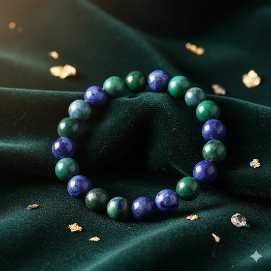 Azurite Malachite Bead Adjustable Bracelet 8 MM Size