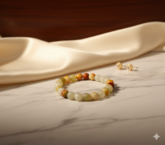 Yellow and Green Banded Calcite Bracelet