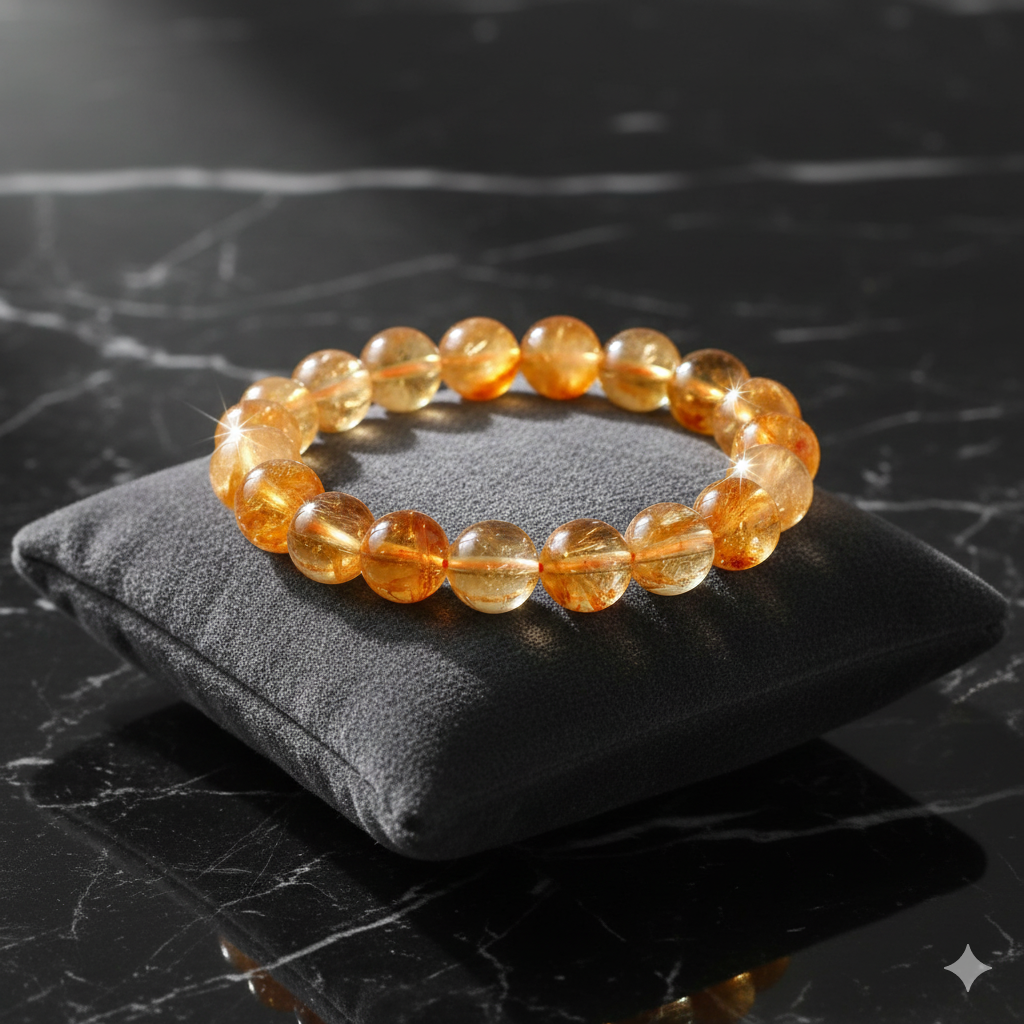 Natural Citrine Adjustable Bead Bracelet Men Or Women 8mm Bead