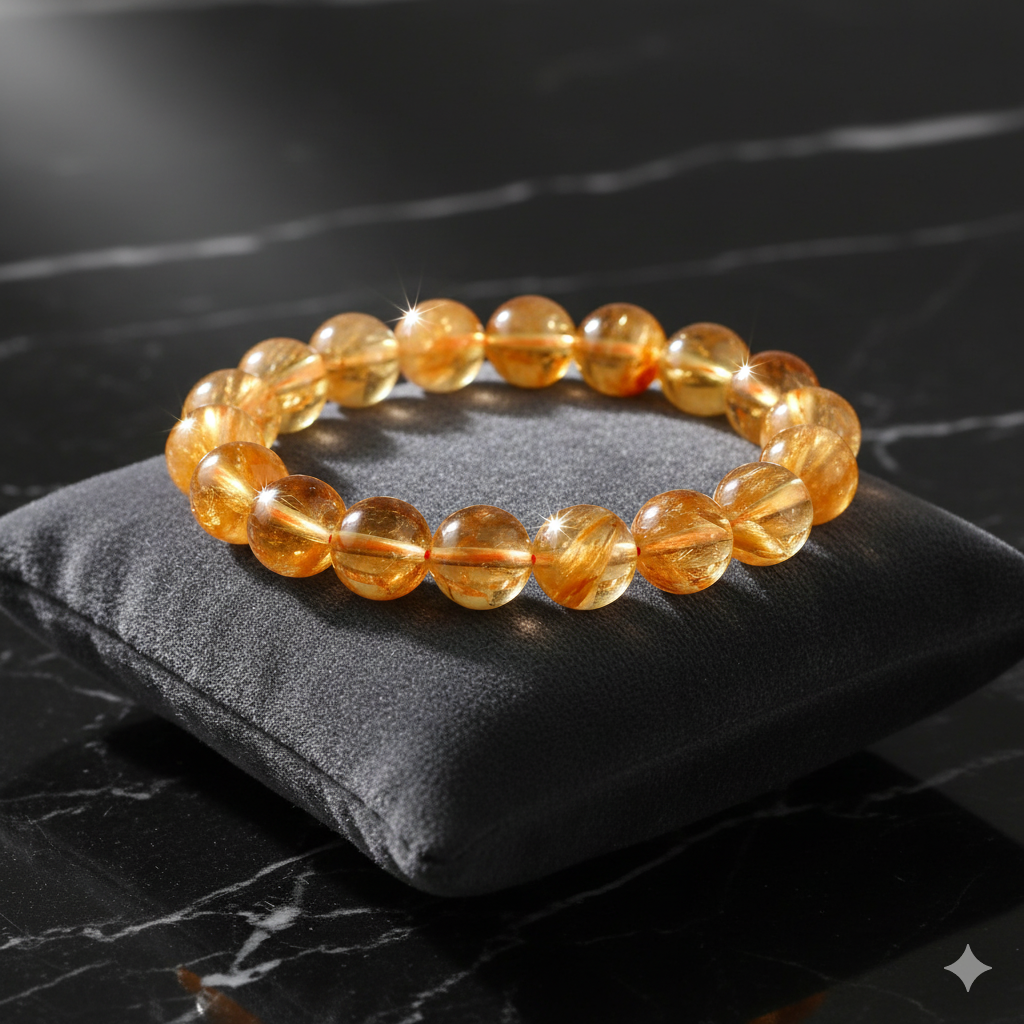 Natural Citrine Adjustable Bead Bracelet Men Or Women 8mm Bead