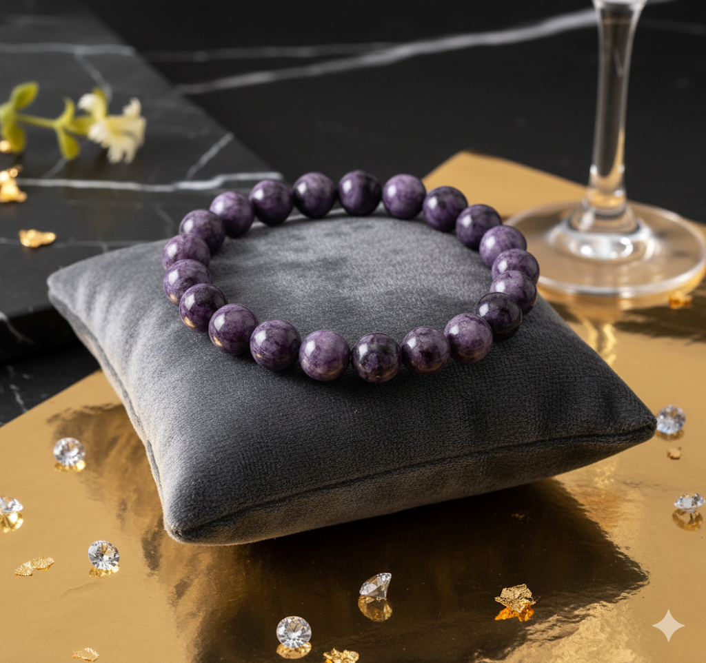 Charoite Round Bead Adjustable Bracelet