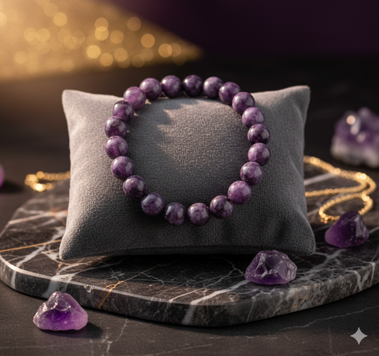 Charoite Round Bead Adjustable Bracelet
