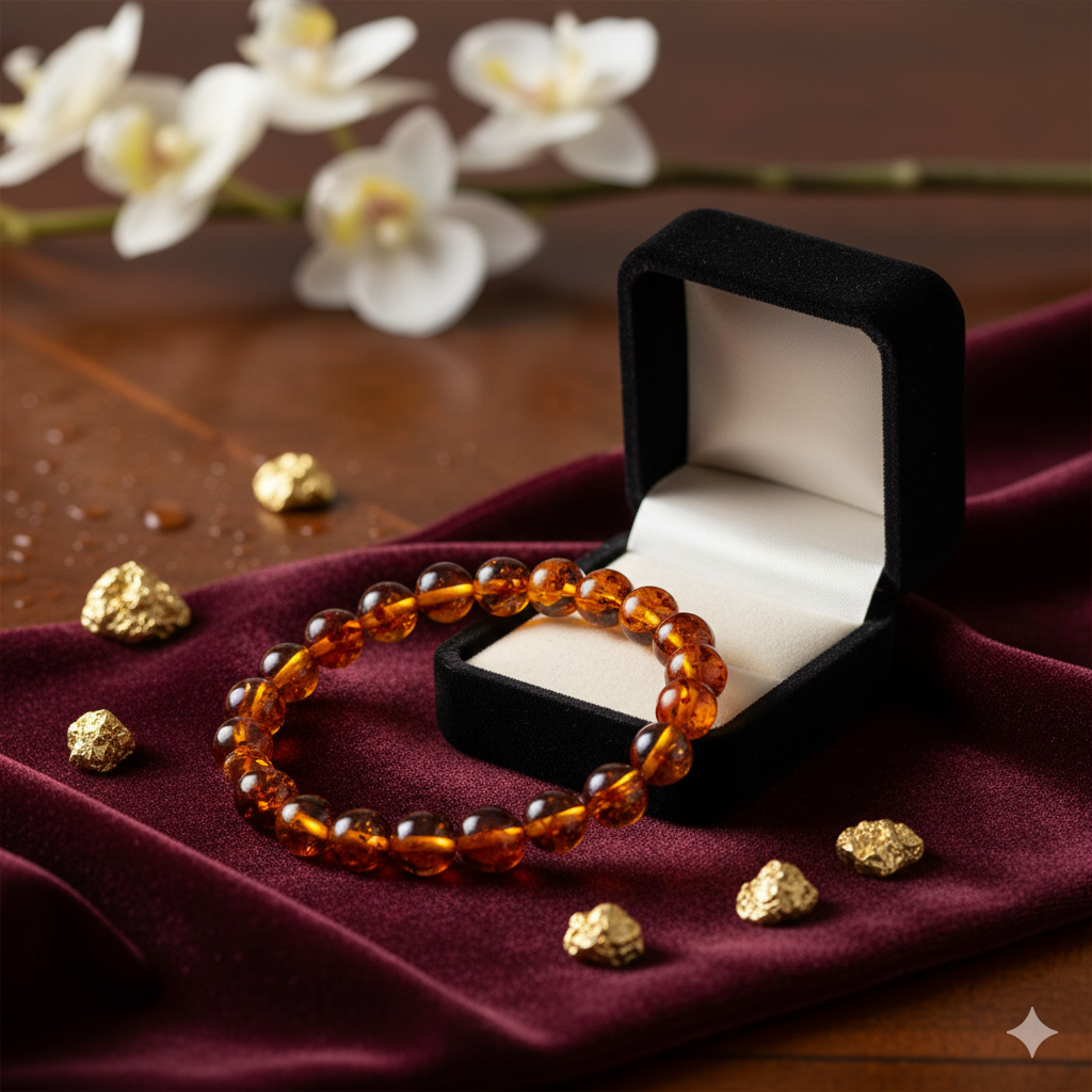 Baltic Amber Round Bead Adjustable Bracelet