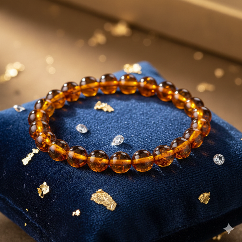 Baltic Amber Round Bead Adjustable Bracelet