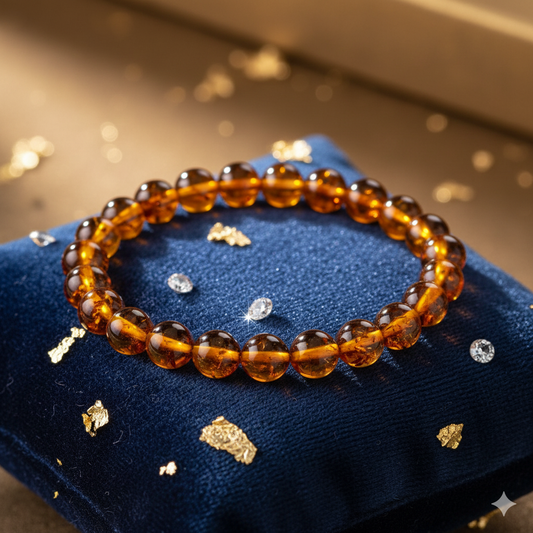 Baltic Amber Round Bead Adjustable Bracelet