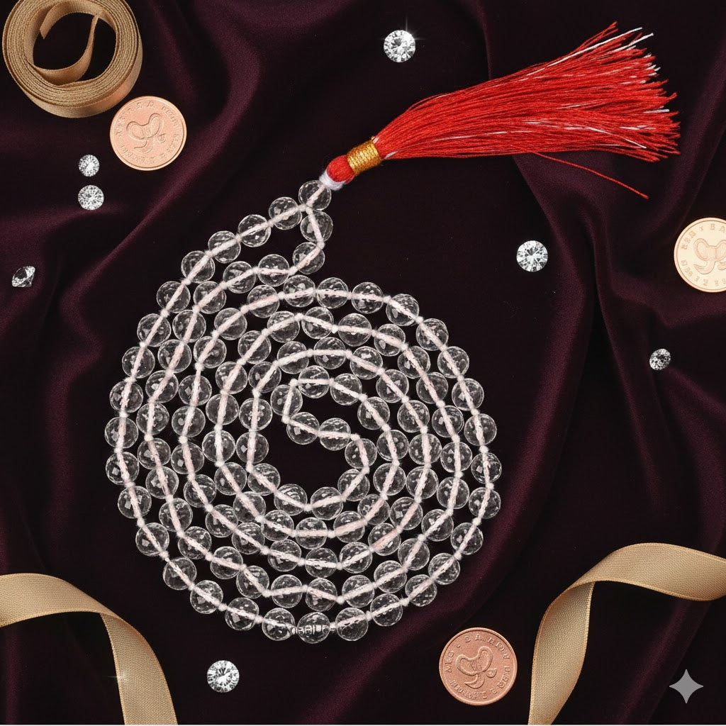 Sphatik Faceted Jap Mala for Healing &amp; Meditation