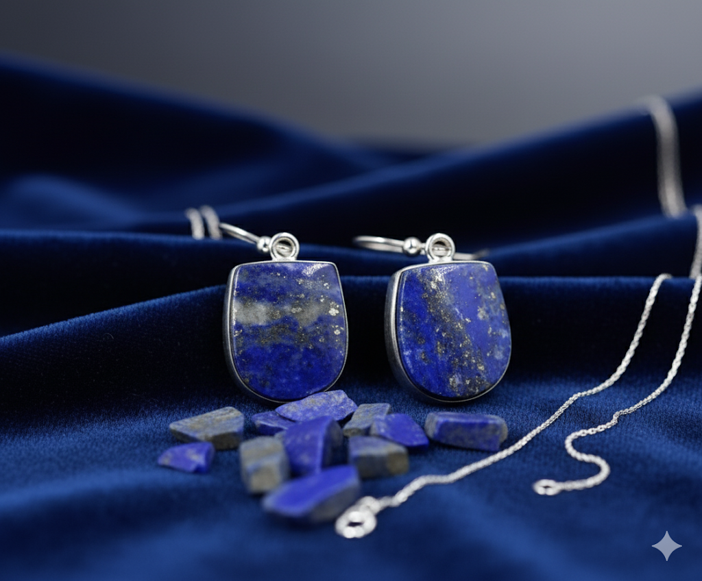Natural Lapis Lazuli Earrings | Unique Handmade Gemstone Jewelry