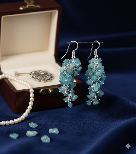 Apatite Crystal Stone Chips Ear Hanging, {Earrings}