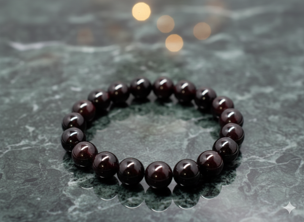 Garnet Beaded Bracelet, Handmade 8 MM Size