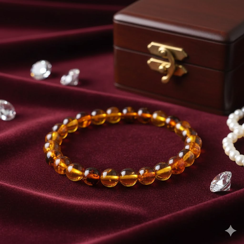 Baltic Amber Round Bead Adjustable Bracelet