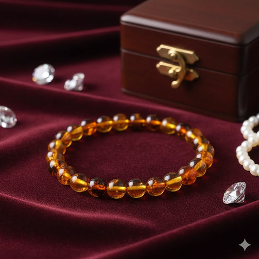 Baltic Amber Round Bead Adjustable Bracelet