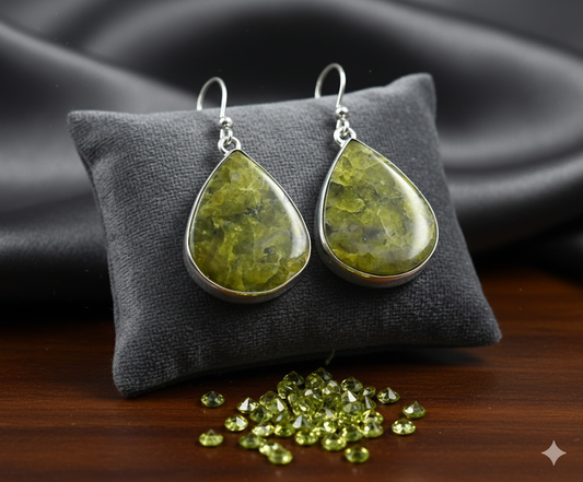 Natural Green Opal Earrings | Handmade Crystal Jewelry for Energy & Healing