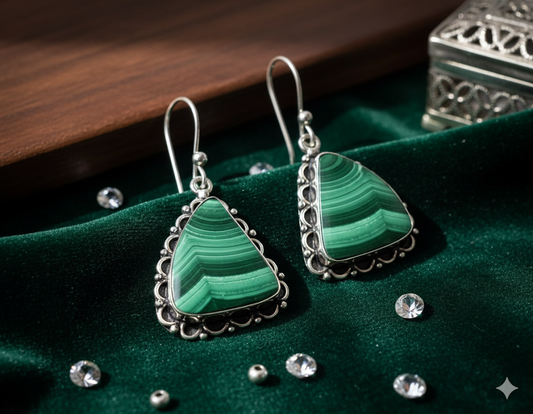 Buy Elegant Malachite Earrings |German silver