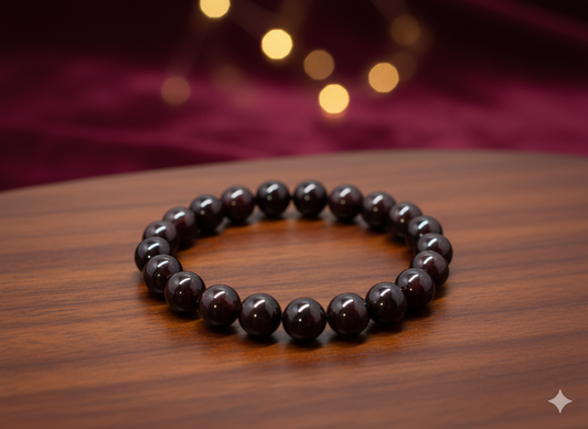 Garnet Beaded Bracelet, Handmade 8 MM Size