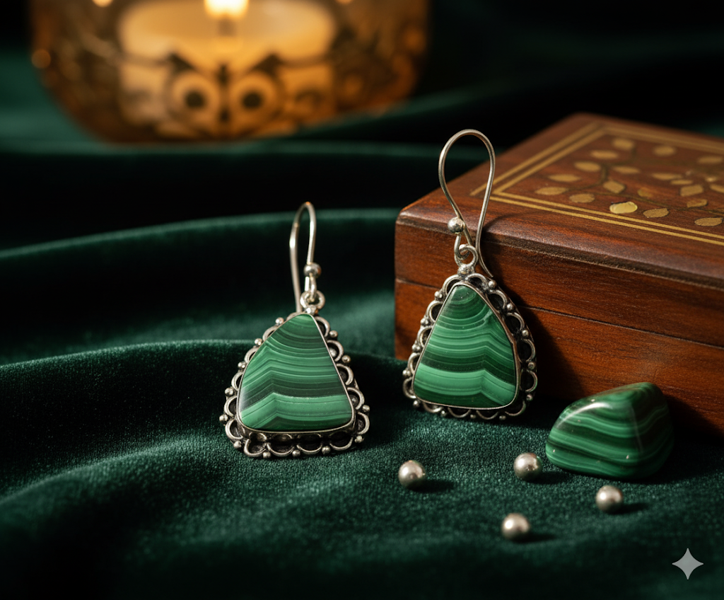 Buy Elegant Malachite Earrings |German silver