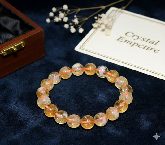 Natural Citrine Adjustable Bead Bracelet For Abundance & Positivity - 10.5mm Bead Adjustable Bracelet