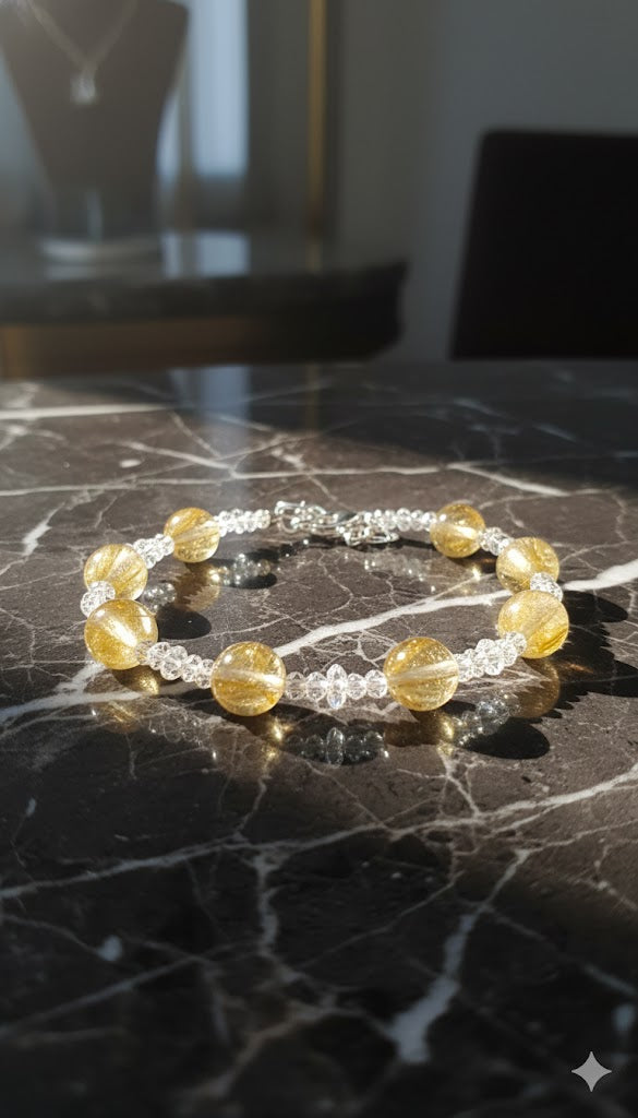 Natural Citrine And Herkimer diamond Bracelet