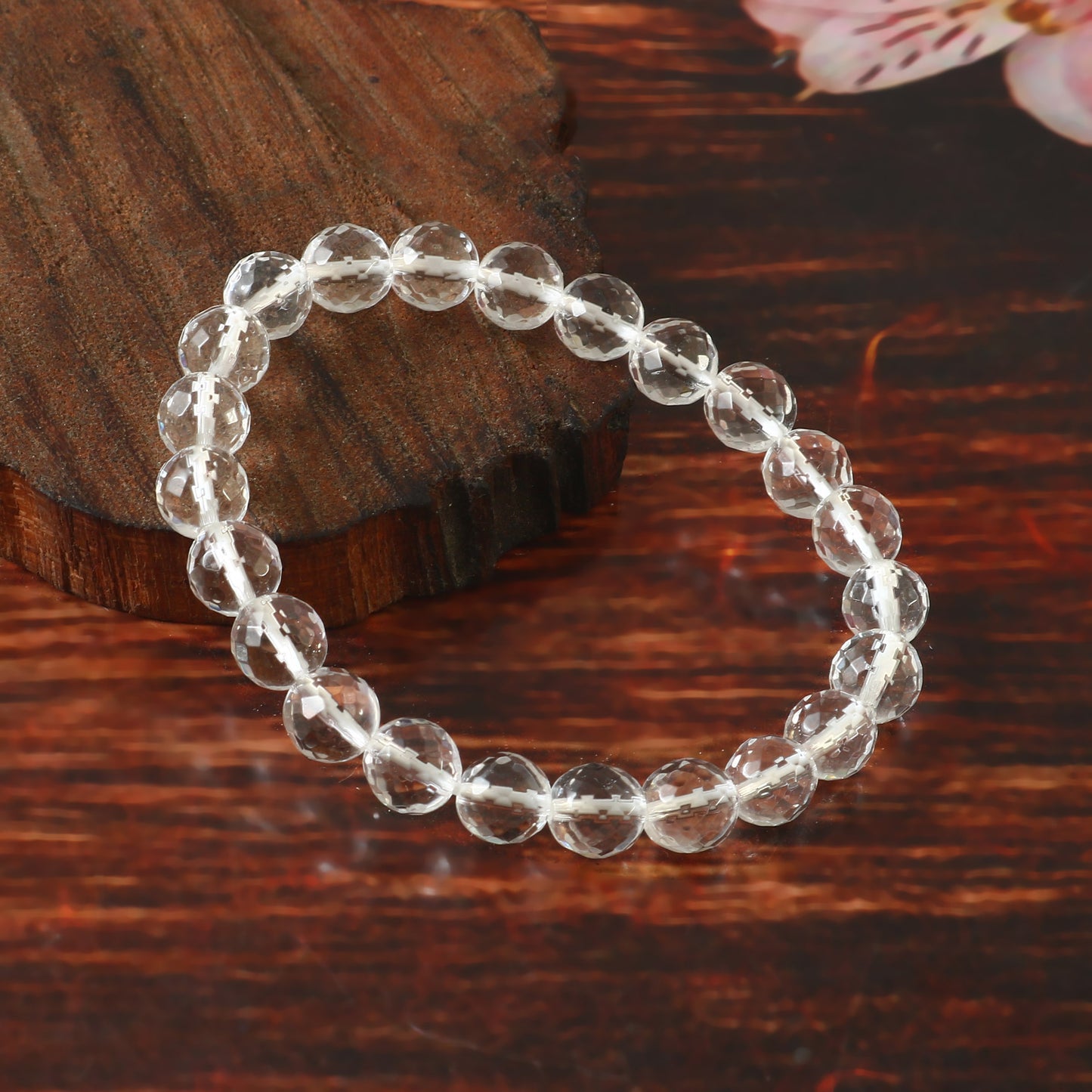 Clear Quartz Faceted Adjustable Bracelet,